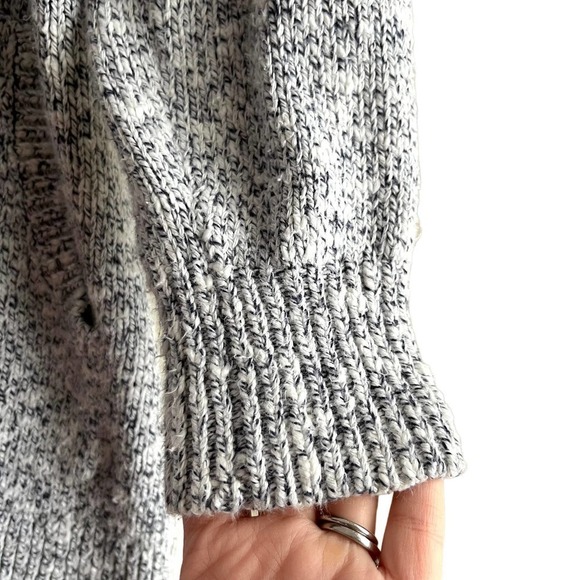 L.L.Bean 100% Cotton Chunky Knit Open Front Cardigan in Marled Grey White, Small - Picture 7 of 11